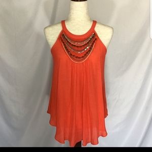 BCX Tank Top Boho Beaded Embroidered Sequin Size S